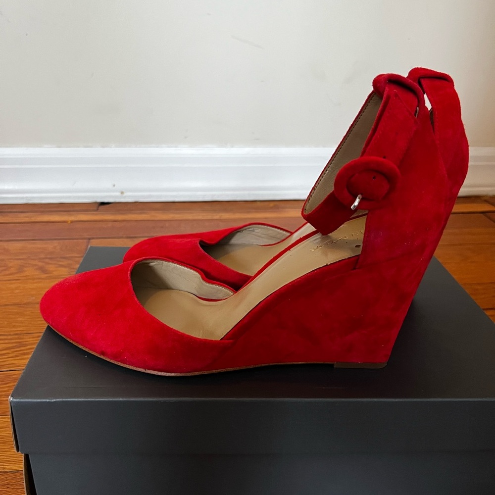 Ann Taylor Red Suede Wedges